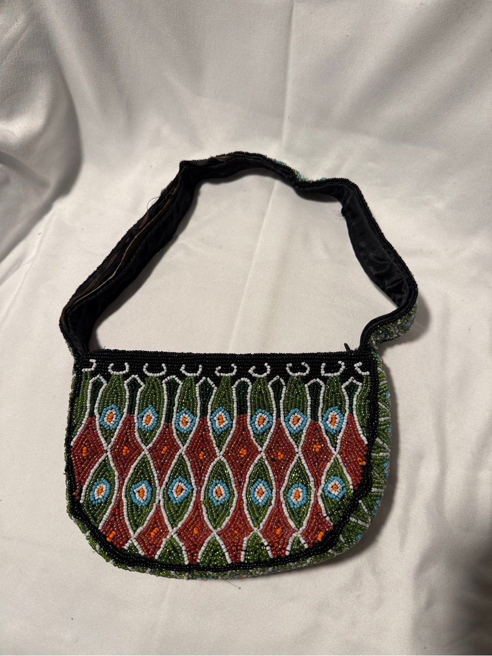 Beaded Multicolor Patterned Shoulder Bag - Women's
